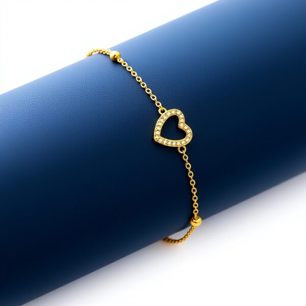 Bracelet cœur creux perles argent sterling S925 cadeau femme