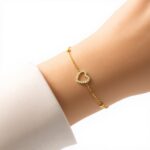 Bracelet cœur creux perles argent sterling S925 cadeau femme