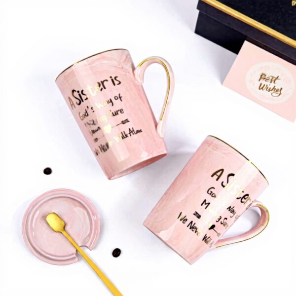 Tasse céramique rose or ALBISS cadeau sœur anniversaire