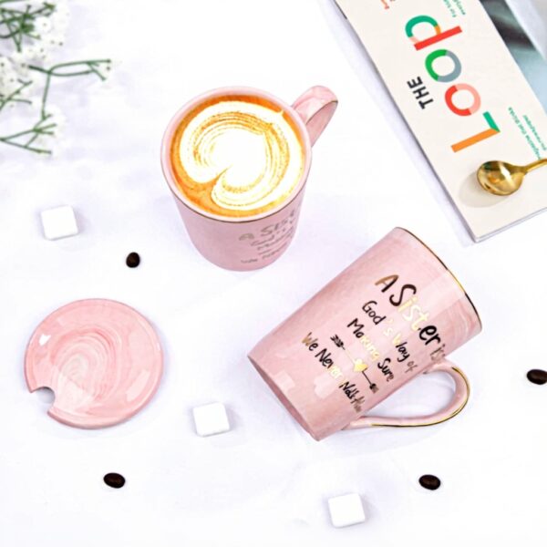 Tasse céramique rose or ALBISS cadeau sœur anniversaire