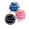 Badge magnet miroir personnalisable couronne fleurie