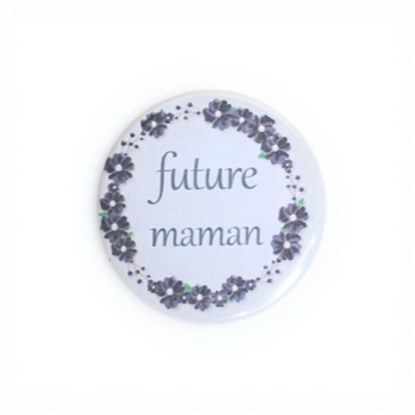 Badge magnet miroir personnalisable couronne fleurie