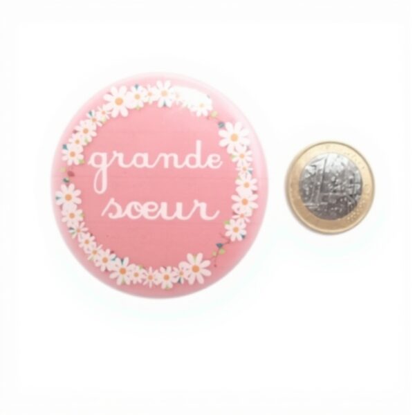 Badge magnet miroir personnalisable couronne fleurie