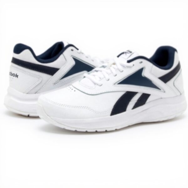 Reebok Baskets Marche Homme DMX Max Confort Cuir Blanc Bleu