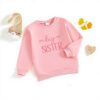 Sweat-shirt bébé fille nœud brodé grande sœur Rose Cerise