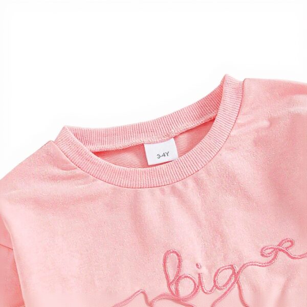 Sweat-shirt bébé fille nœud brodé grande sœur Rose Cerise