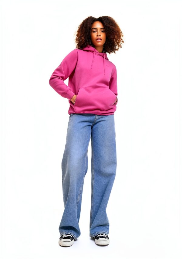 Jack Jones Sweat Capuche Femme Rose Carmin Uni Confort-3