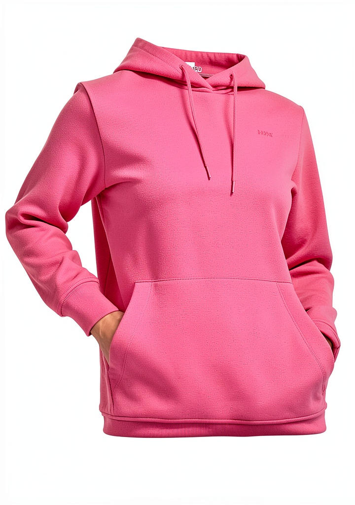 Sweat à capuche Jack & Jones femme rose carmin porté en extérieur