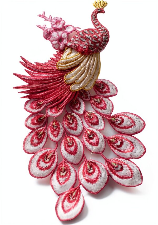 Applique Paon 3D T2613 broderie artisanale décoration-2