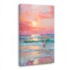 Affiche Toile Coucher Soleil Pastel Rose Carmin Plage-1