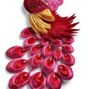 Applique Paon 3D T2613 broderie artisanale décoration-0