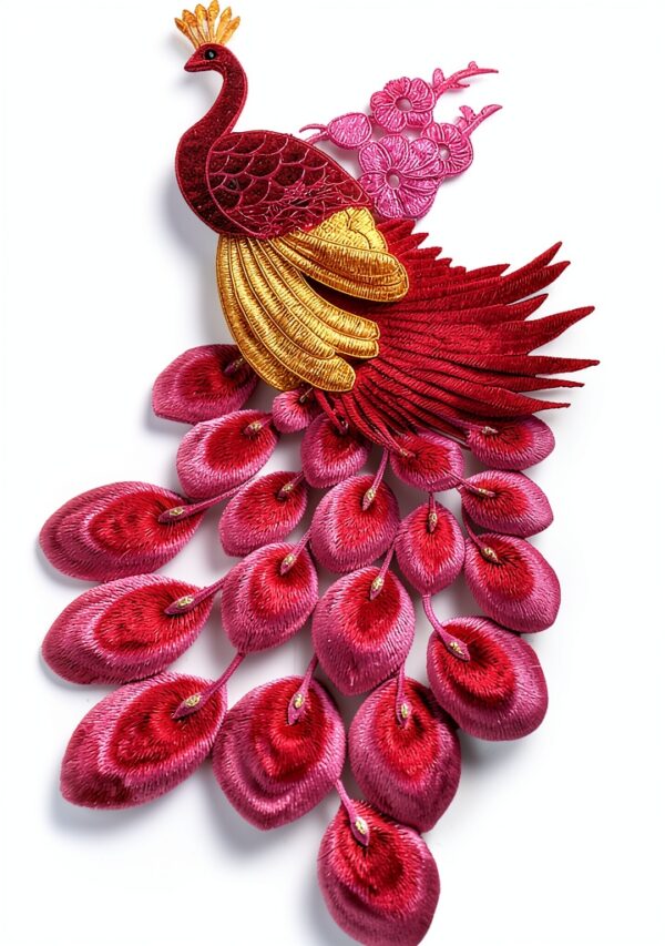 Applique Paon 3D T2613 broderie artisanale décoration-0
