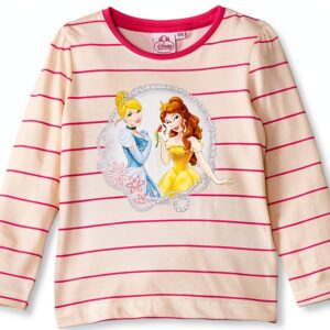 T-shirt Disney fille coton manches longues rose carmine-0