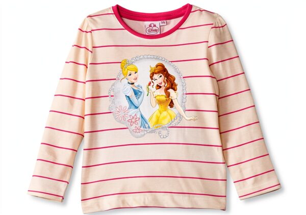 T-shirt Disney fille coton manches longues rose carmine-0