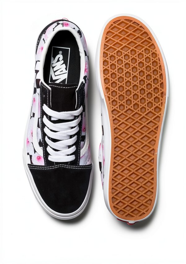 Vans Old Skool Baskets Tissu Hibiscus Check Noir Homme-2