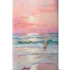 Affiche Toile Coucher Soleil Pastel Rose Carmin Plage-0