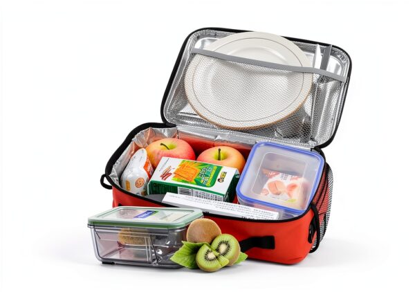 Sac repas GuoChe réutilisable spacieux bandoulière rose-6