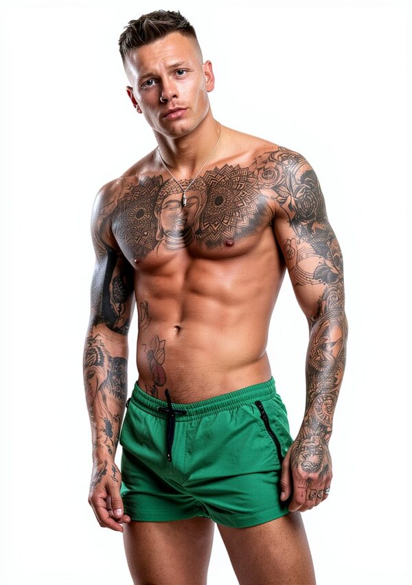 Redqenting Short de Bain Homme Séchage Rapide Vert Cuivre-1