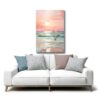 Affiche Toile Coucher Soleil Pastel Rose Carmin Plage-4