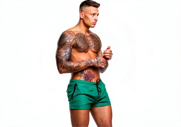Redqenting Short de Bain Homme Séchage Rapide Vert Cuivre-3