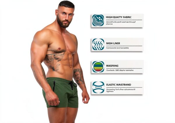 Maillot de bain homme Redqenting séchage rapide poches-3