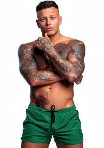 Redqenting Short de Bain Homme Séchage Rapide Vert Cuivre-0