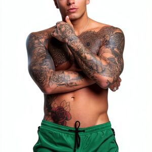 Redqenting Short de Bain Homme Séchage Rapide Vert Cuivre-0