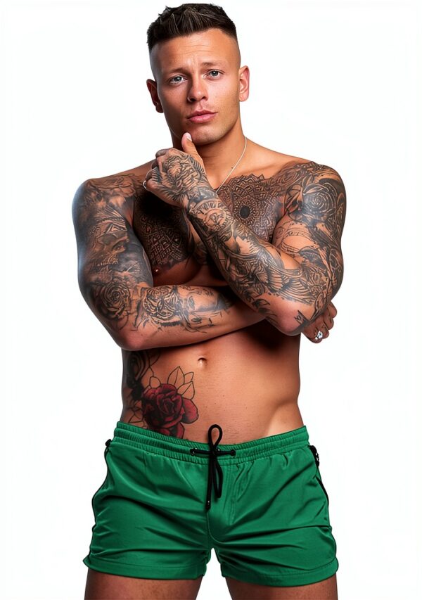 Redqenting Short de Bain Homme Séchage Rapide Vert Cuivre-0