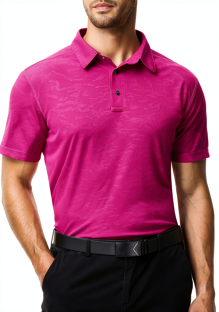 Polo homme en tissu respirant porté lors d'une activité sportive