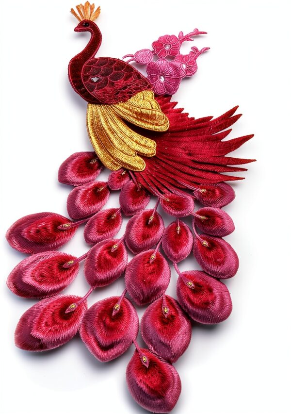 Applique Paon 3D T2613 broderie artisanale décoration-3