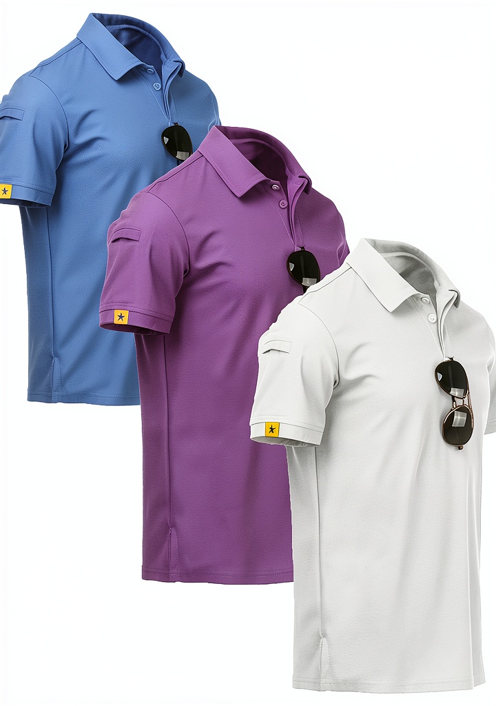 Polo de golf homme porté lors d'une partie de golf