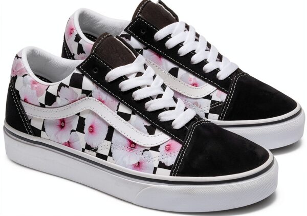 Vans Old Skool Baskets Tissu Hibiscus Check Noir Homme-1